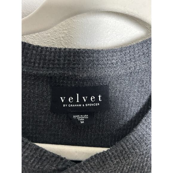 VELVET GRAHAM SPENCER Medium Dark Gray Pullover Henley 100% Cotton - Picture 2 of 5